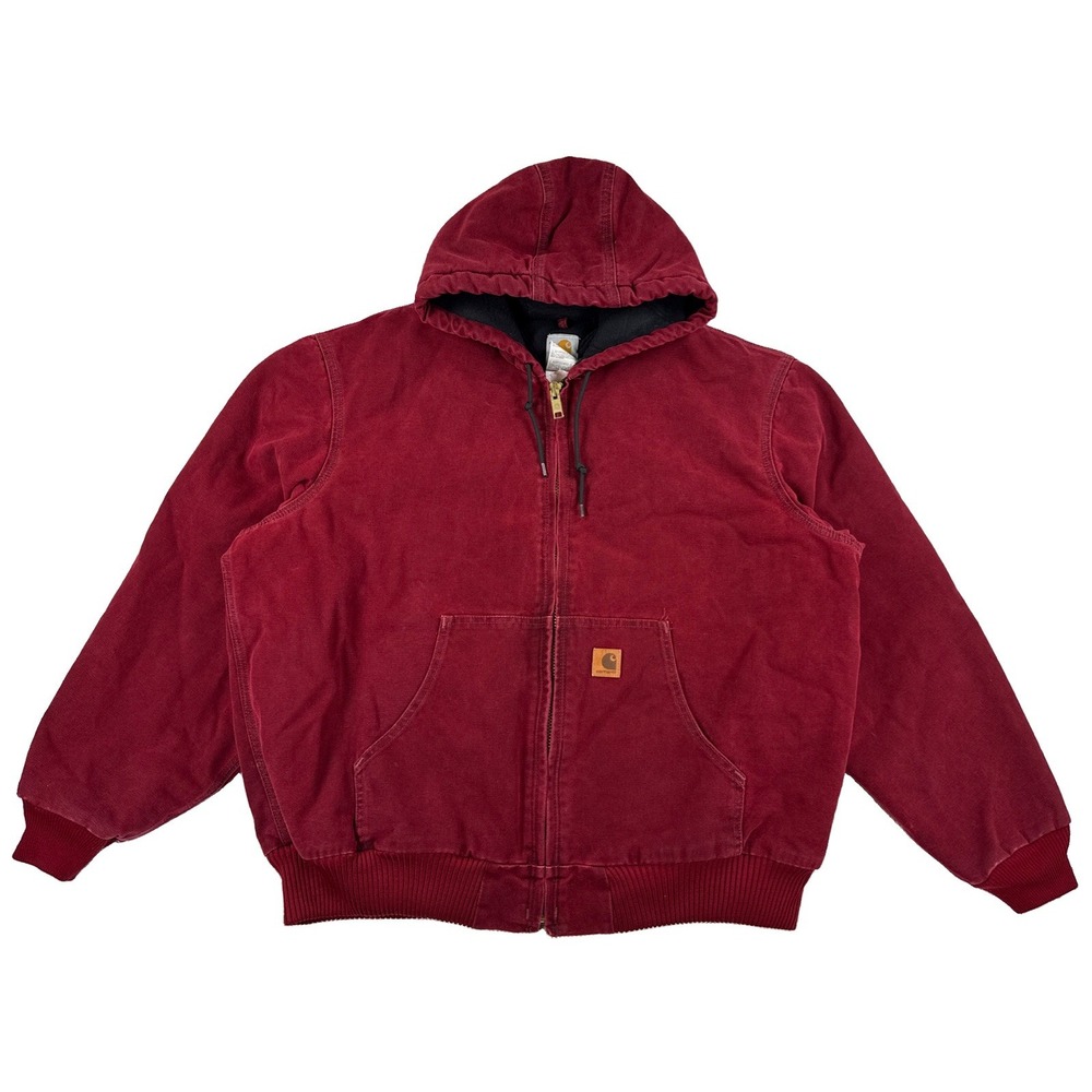 Vintage Carhartt J130 CRI Crimson Hooded Active Jacket Men's XL Regular Y2K